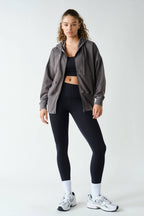 Fleece Hoodie Jacket with Tapered Sleeves