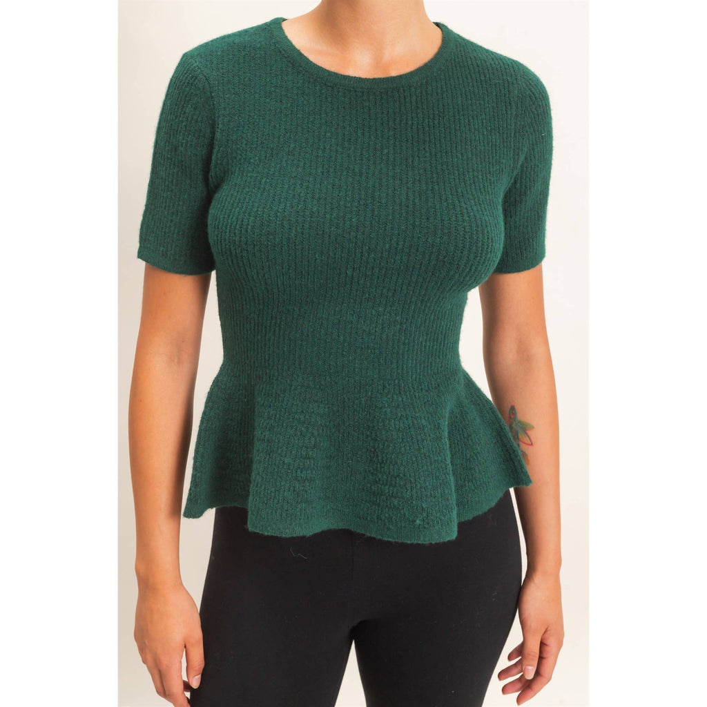 Ribbed Peplum Knit Top