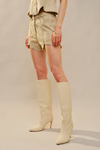 Carly Rhinestone Scallop Denim Shorts