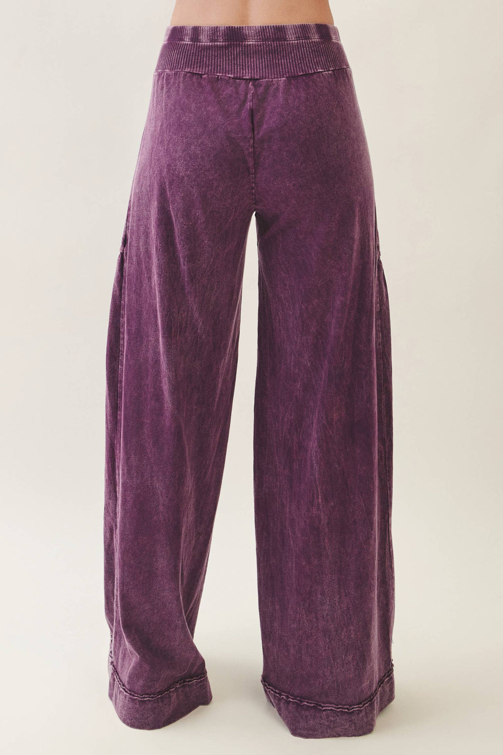 Mineral Washed Boho waist band wideleg cropped pants HP5900