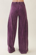 Mineral Washed Boho waist band wideleg cropped pants HP5900