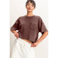 Mineral Wash Waffle Knit Pocket Top