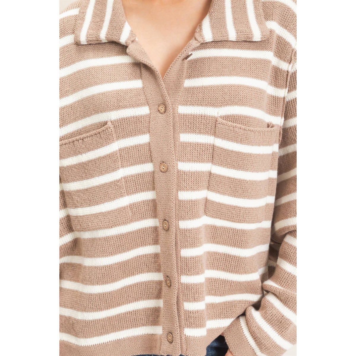 Striped Button Front Cardigan