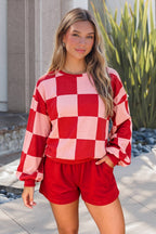 Plaid Long Sleeve Two Piece Set Silhouette Pantsuit S-4X
