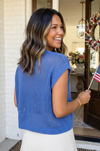 LAS Flag Graphic Short Sleeve Sweater Top (S-XL)