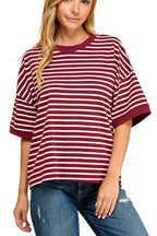 Striped Knit Top Casual Relaxed Fit