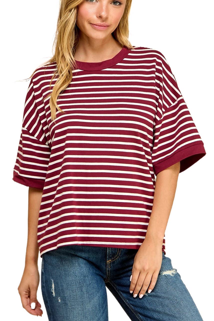 Striped Knit Top Casual Relaxed Fit