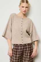 Wide Sleeve Button Front Knit Cardigan