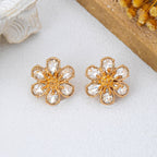 Crystal Glass Flower Statement Stud Earrings | 80E63055