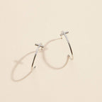 Gold Dipped CZ Cross Open Hoop Earrings