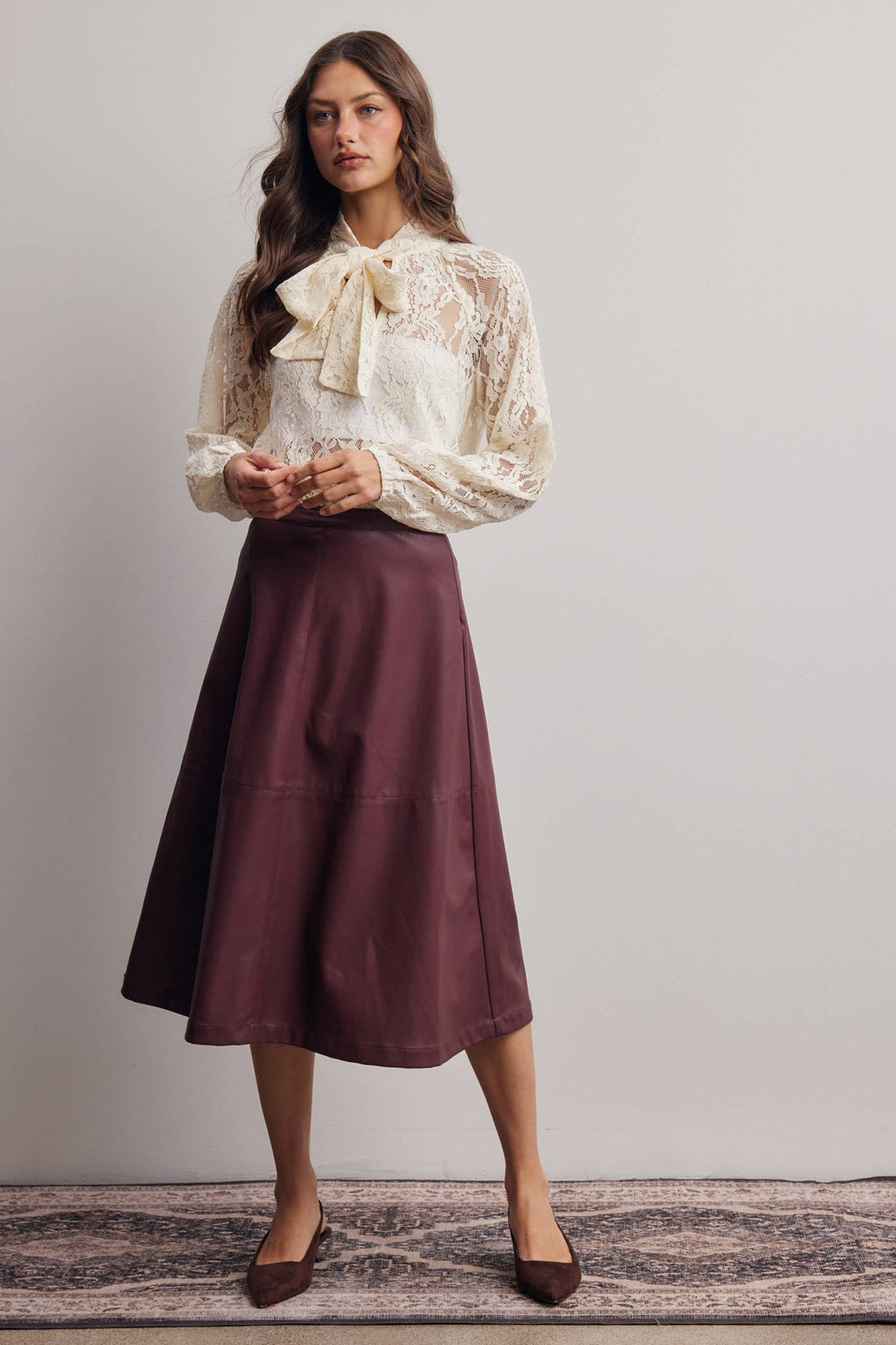 Sheer Lace Tie Neck Blouse FT0059