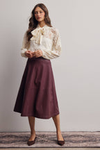Sheer Lace Tie Neck Blouse FT0059