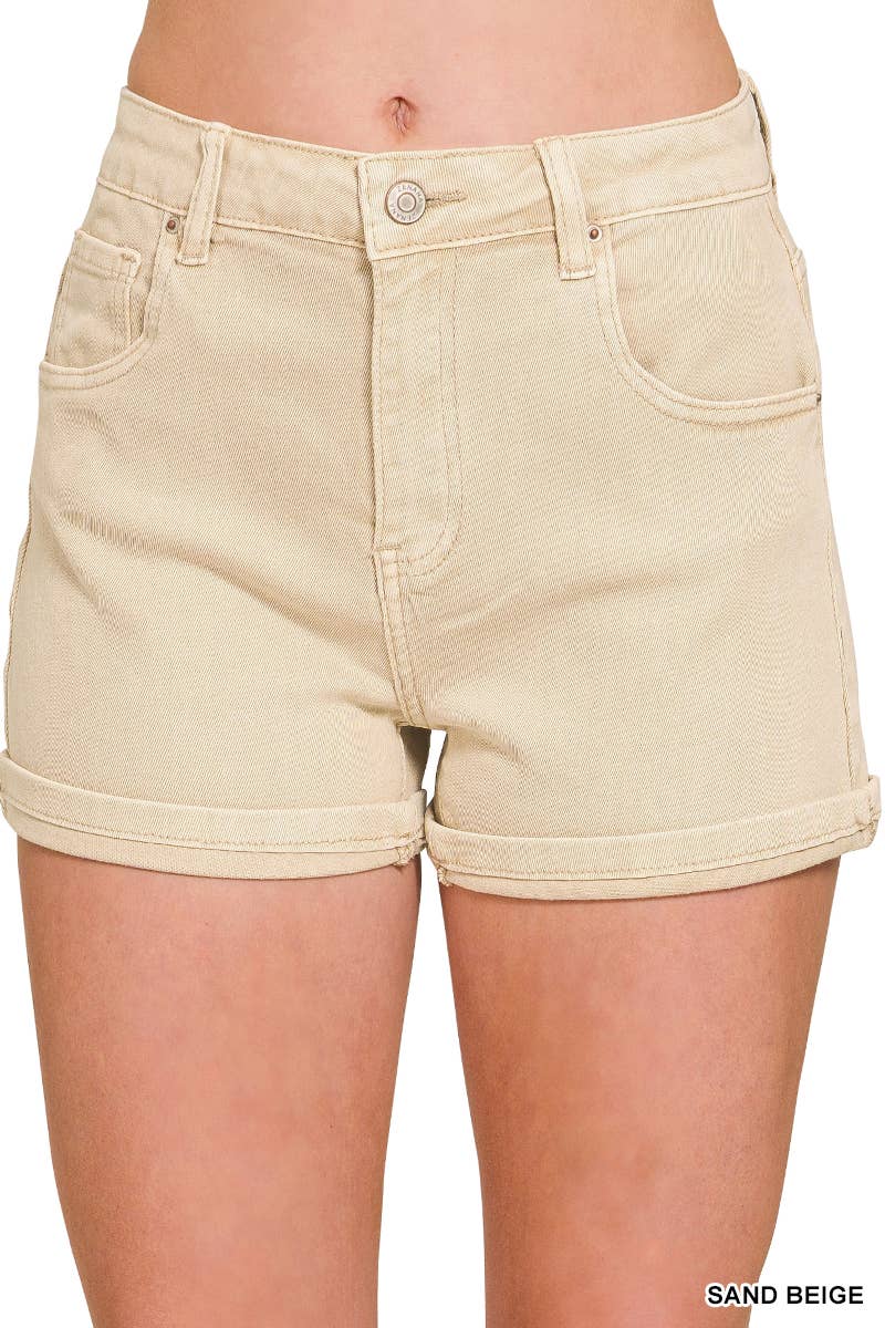 5 Pockets Cuffed Shorts - Zenana