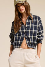 Plaid Button Up Crop Shirt