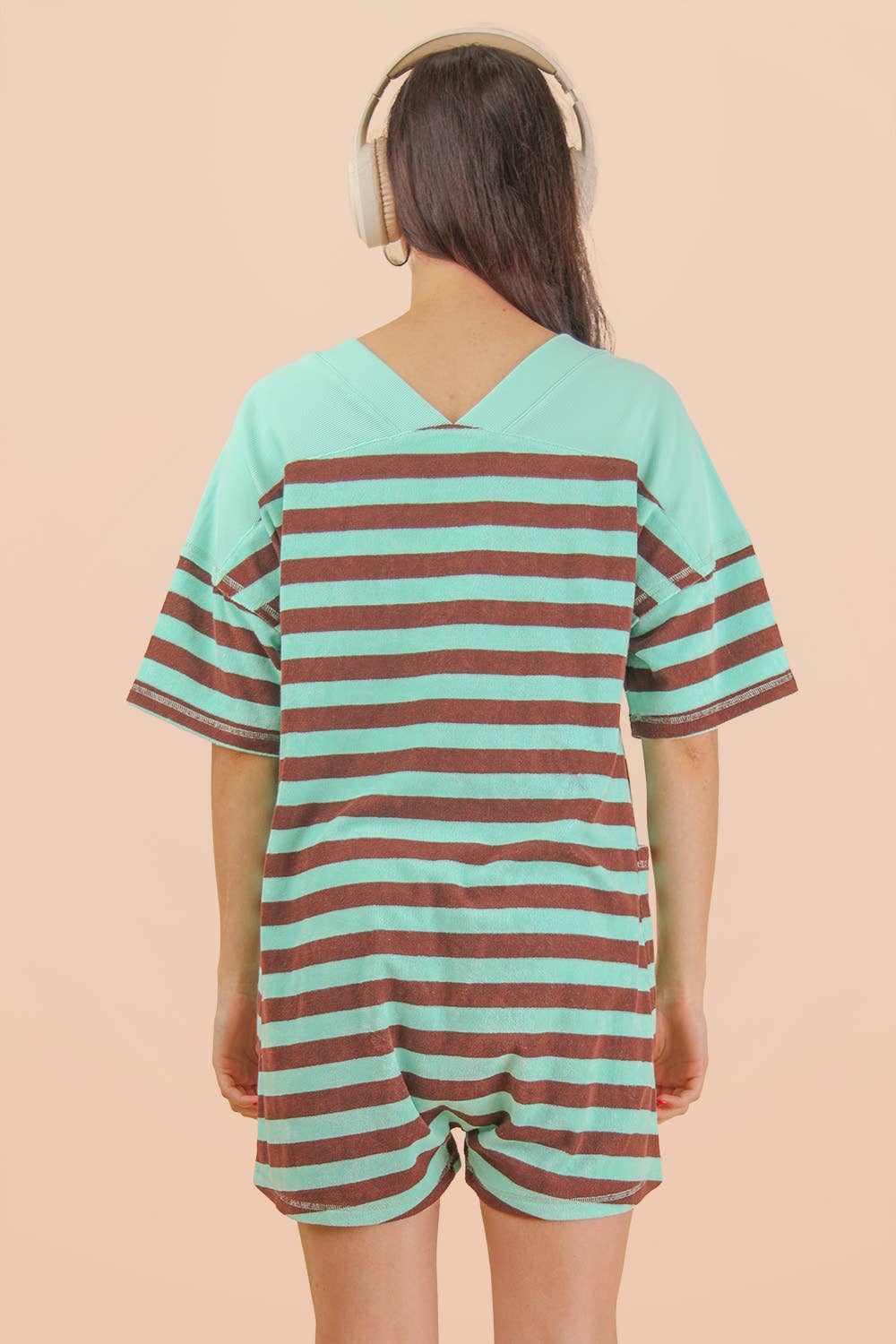 NP70994-Stripe Casual Knit Romper