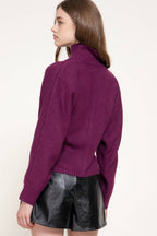 Long Slv High Neck Sweater Top