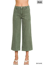 Plus Cropped Wide Leg Color Denim Pants