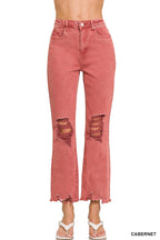`Acid Wash High Waist Distressed Straight Leg Pants