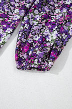 Boho Flower V-Neck Bubble Sleeve Top