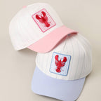 Lobster Embroidered Patch Seersucker Brim Trucker Hat