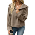 Women's Oversized Half Zip Collared Sweatshirt Pullover