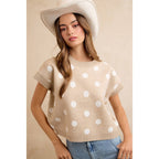 POLKA DOT KNIT SLEEVELESS TOP
