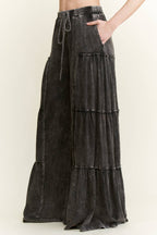 Mineral Washed Tiered Wide Leg Pants HP5033P1