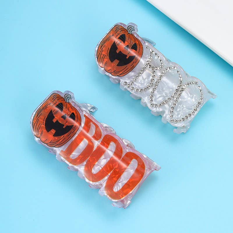 LARGE HALLOWEEN CROSS BOO HAIR CLAW CLIPS | 40H1139