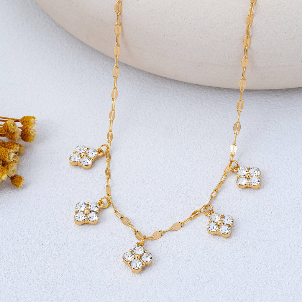 Crystal Quatrefoil Clover Station Necklace | 80N93157