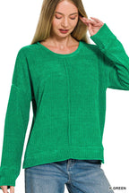 Chenille Waffle Center Seam Sweater Zenana