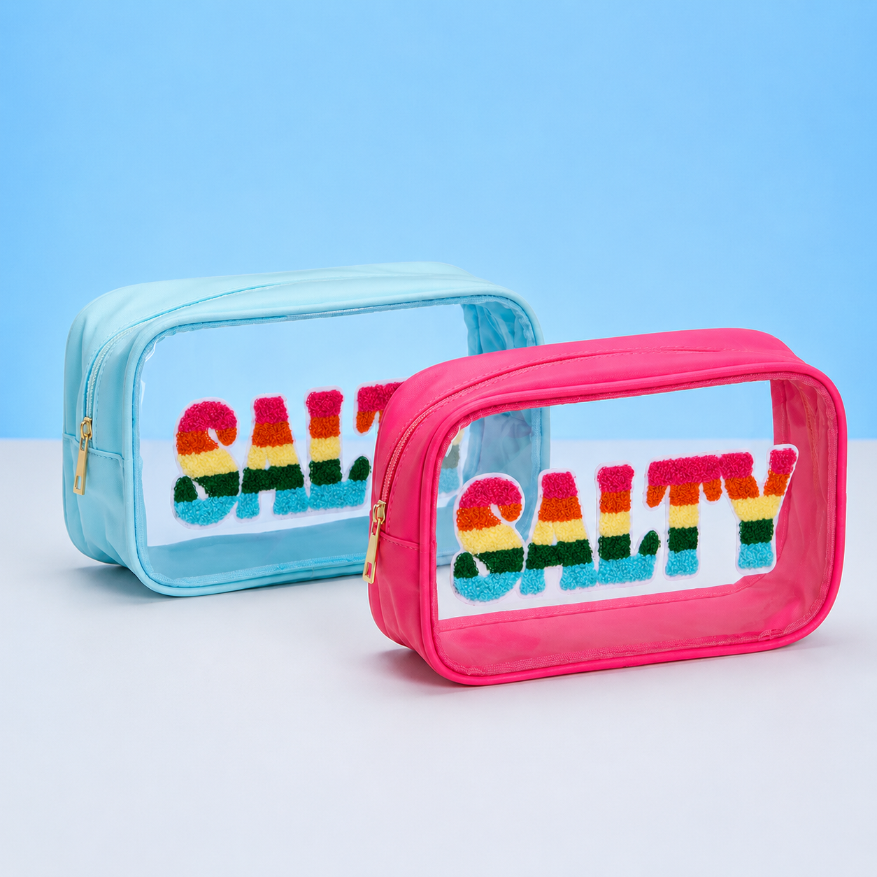 6-Piece Set SALTY Clear Cosmetic Bag Bundle ( $36 Value )