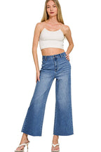 High Waist Wide Leg Straight Denim Pants