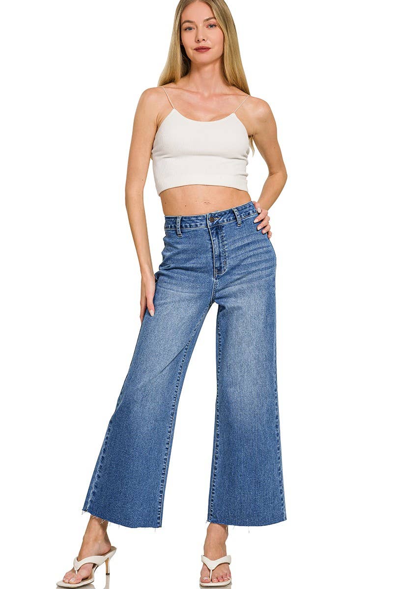 High Waist Wide Leg Straight Denim Pants
