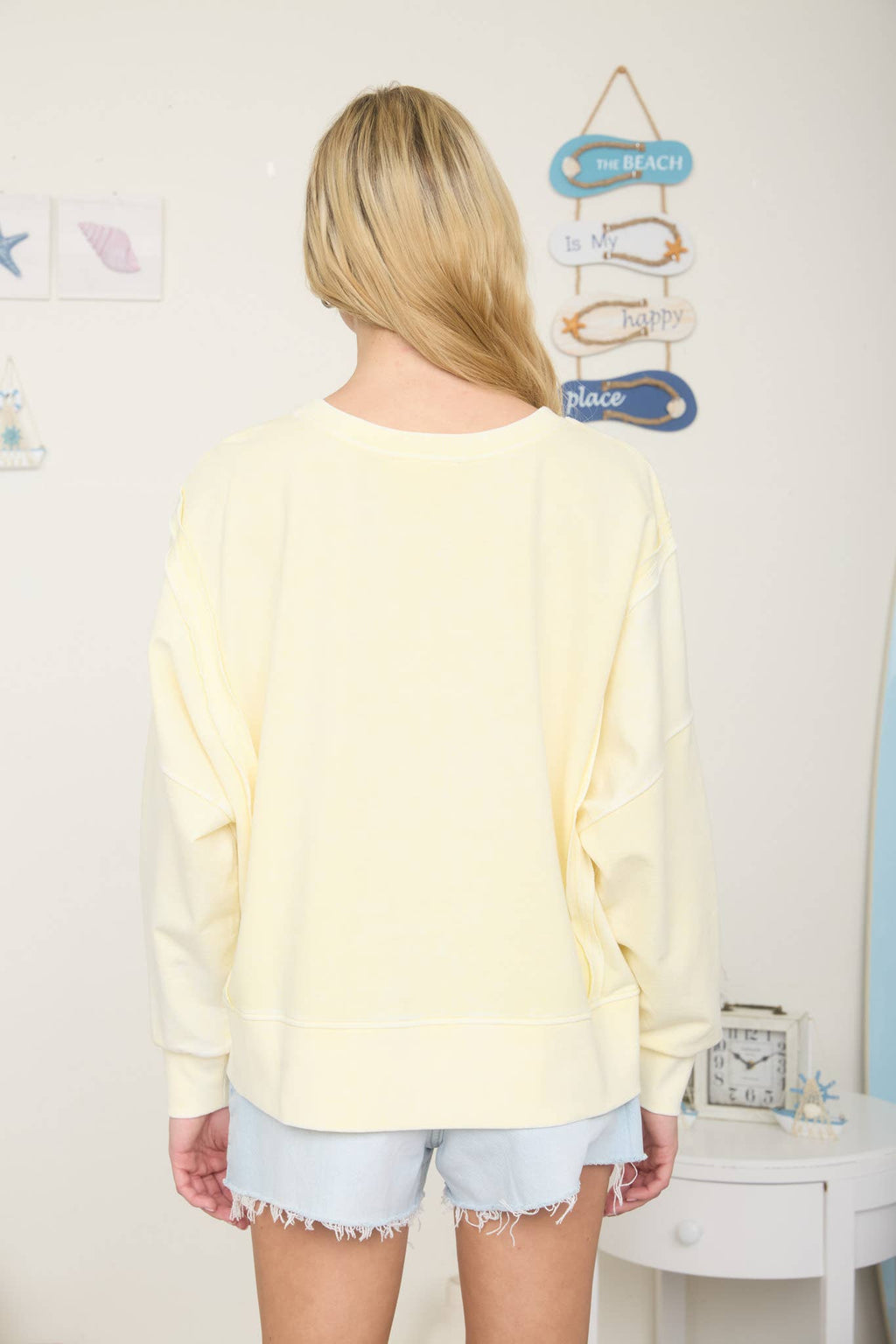 ACID WASH LONG SLEEVE SIDE SLIT KNIT TOP