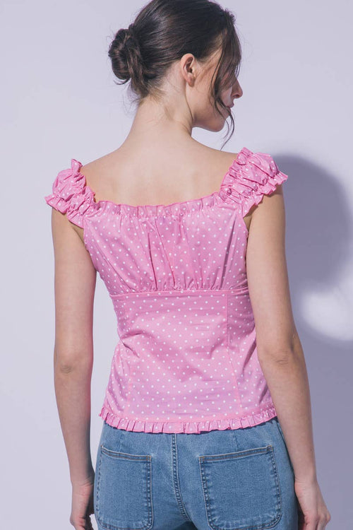 0226 Polka Dot Ruffle-Sleeve Top SI-29543