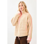 HALF ZIP CONTRAST DETAIL FLEECE SWEATSHIRT
