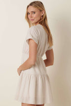 STRIPE BUTTON FRONT MINI SHIRT DRESS