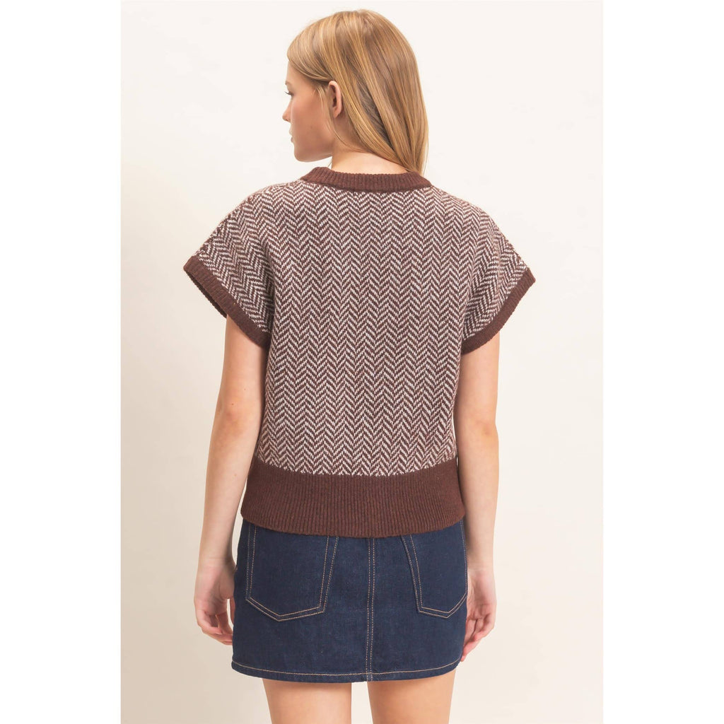 Chevron Knit Cap Sleeve Sweater