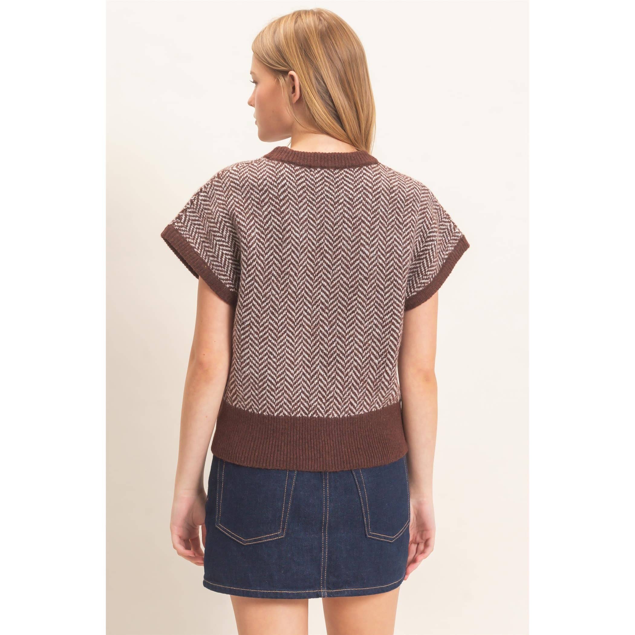 Chevron Knit Cap Sleeve Sweater