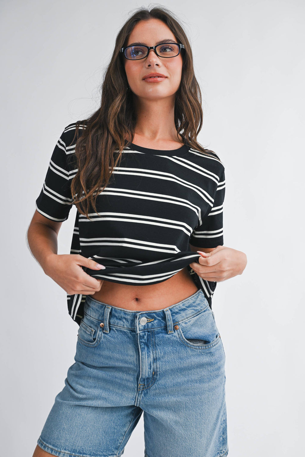 8510HN Striped Boxy Short Sleeve Tee