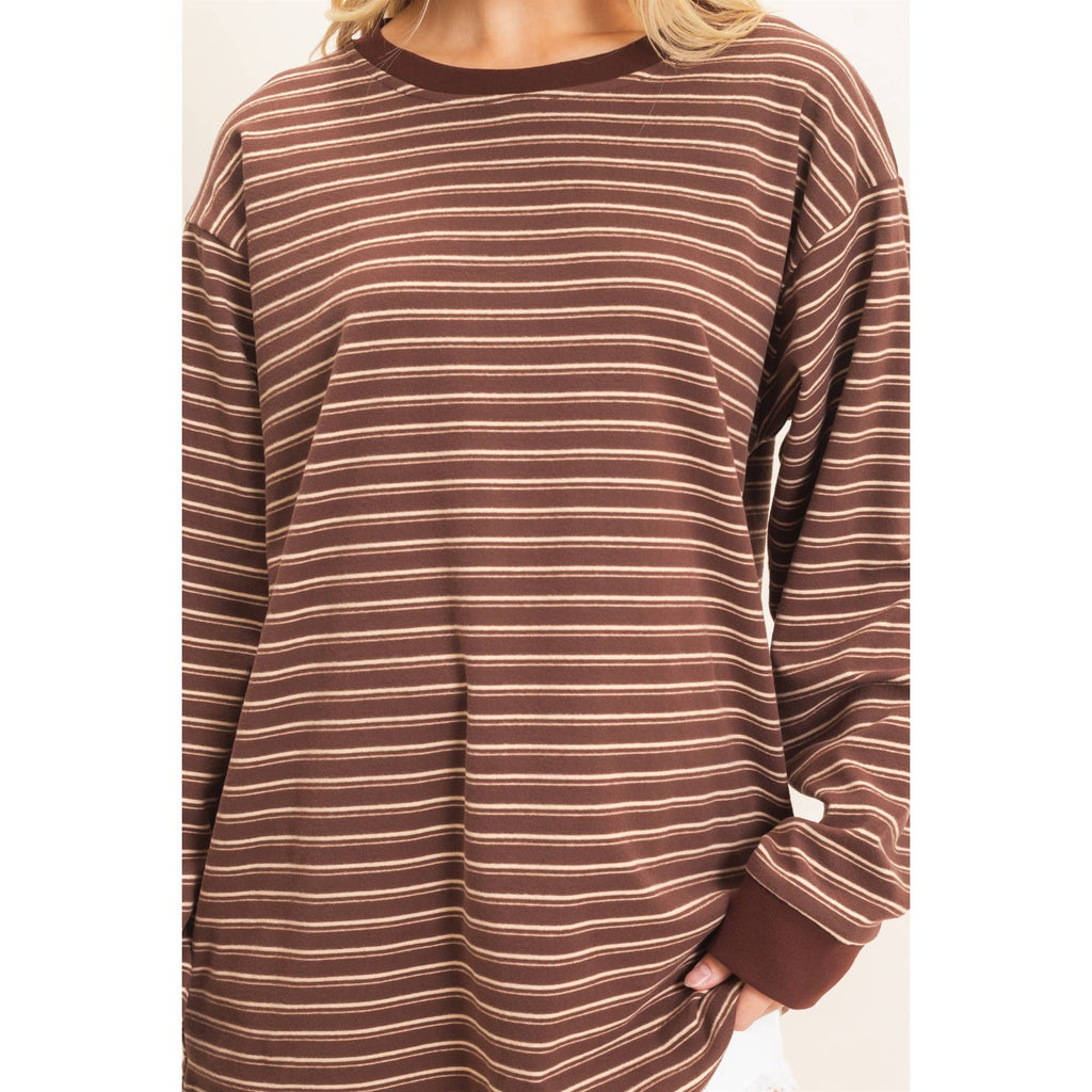 Striped Long Sleeve Crew Neck Top