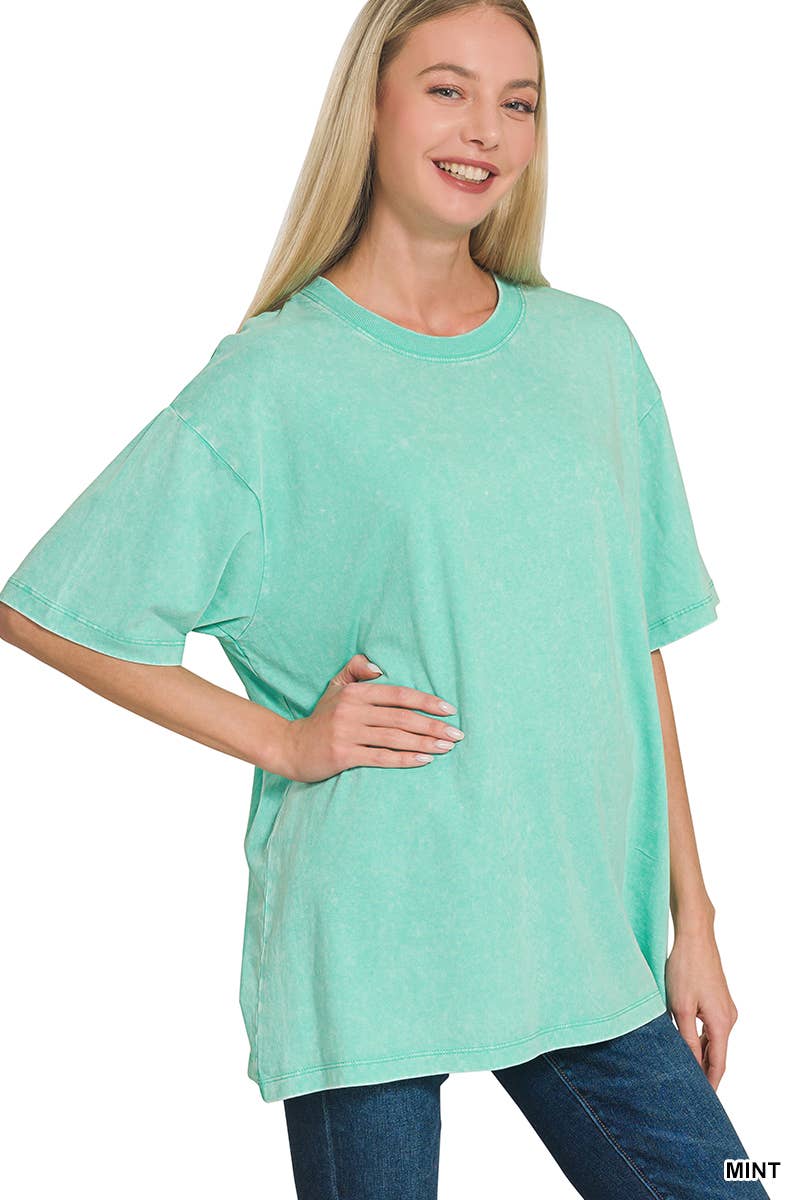 `Vintage Wash Oversize Cotton Tee