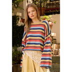 MULTICOLOR STRIPED SWEATER KNIT TOP