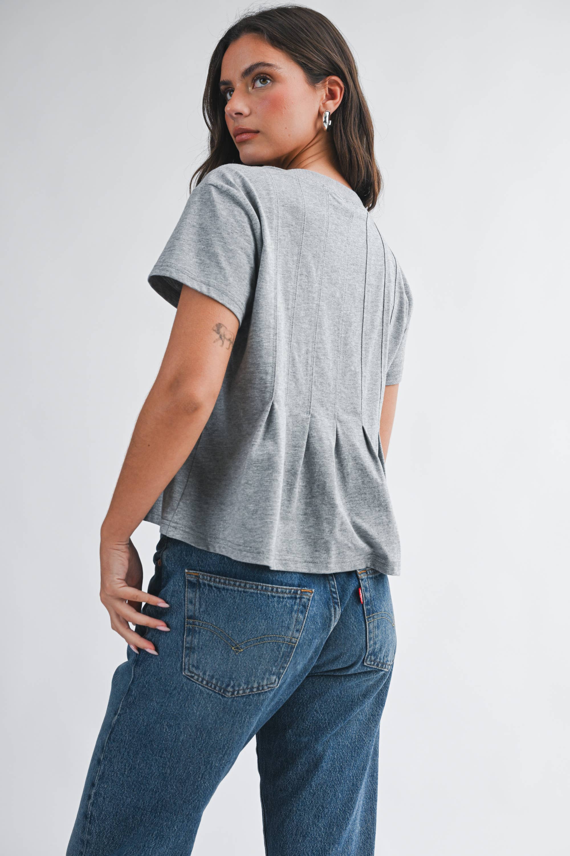 8613HK Pleated Swing Tee Top