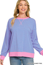 Striped Rib Banded Pullover