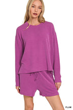 ..Ribbed Short Sleeve Tee & Pants 2PC Set