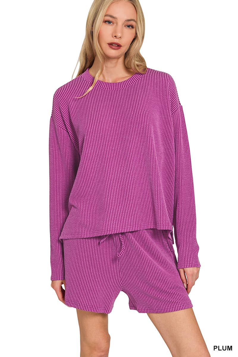 ..Ribbed Short Sleeve Tee & Pants 2PC Set