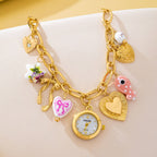 Vintage Pink Polka Dot Charm Watch Bracelet | 80W035