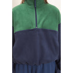 Fleece Color Contrast Half Zip Pullover