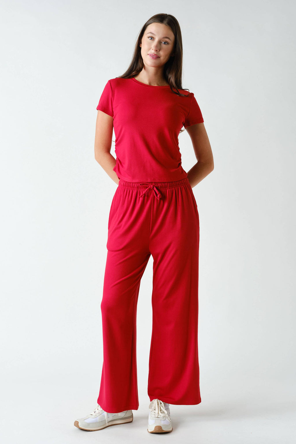 Marlow Short-Sleeve Ruched Two-Piece Set